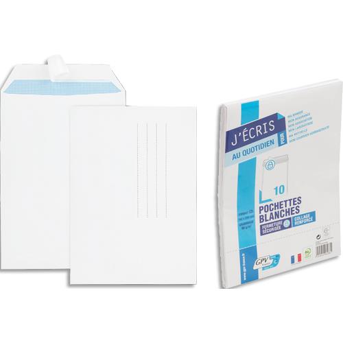 GPV Paquet de 10 pochettes vélin Blanc fond Gris 90g auto-adhésives 162 x 229mm 6288