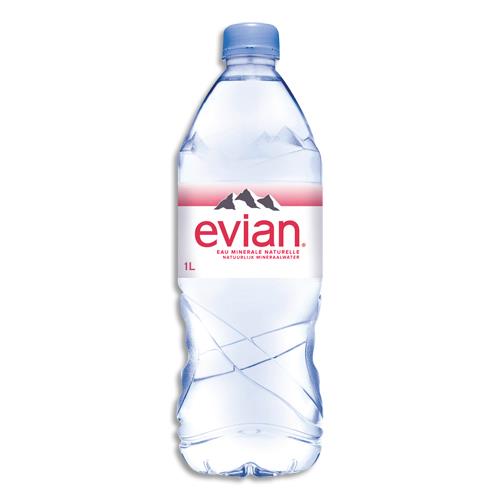 EVIAN Bouteille plastique d'eau d'1 litre minérale plate