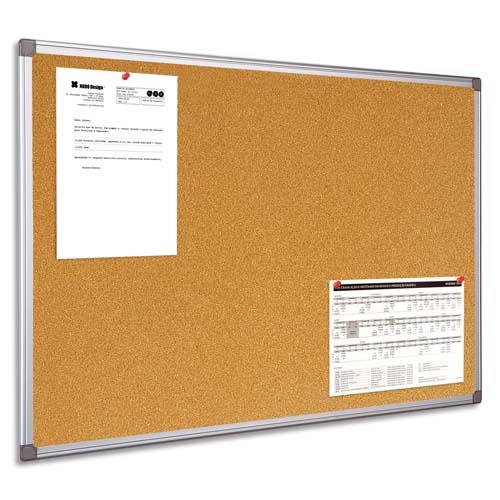 BI-OFFICE Tableau d'affichage en Liège, cadre en PVC Gris - Format : L90 x H60 cm (dont eco-taxe mobilier de 0,12 €)