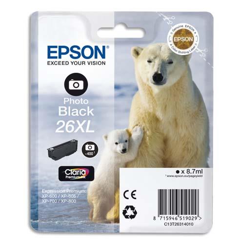 EPSON Cartouche Jet d'Encre Claria Premium Noir Photo (XL) ''Ours Polaire'' (T2631) - C13T26314012 (dont eco-taxe de 0,01 €)