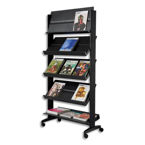 PAPERFLOW Présentoir de sol 5 tablettes mobile Noir L 85,5 x H 167,5 x P 38,5 cm (dont eco-taxe mobilier de 1,73 €)