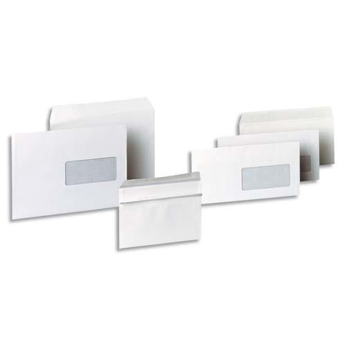 PERGAMY Boîte de 500 enveloppes Blanches 80g DL 110x220 mm fenêtre 45x100 mm autocollantes