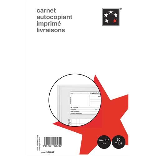 PERGAMY Carnet texté Livraison format 18x21cm. 50 feuilles autocopiantes en tripli