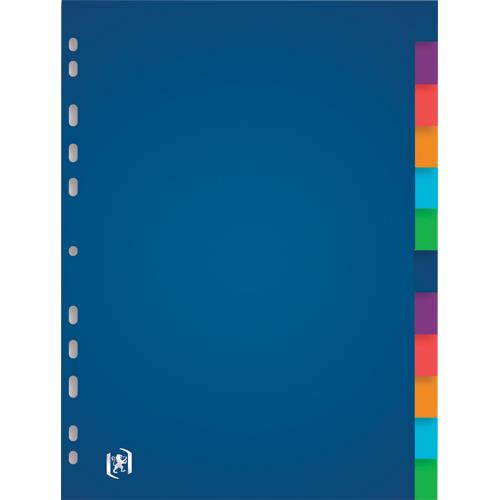 OXFORD Intercalaire Color Life, 12 positions en polypropylène translucide 3/10e. Format A4. Assortis
