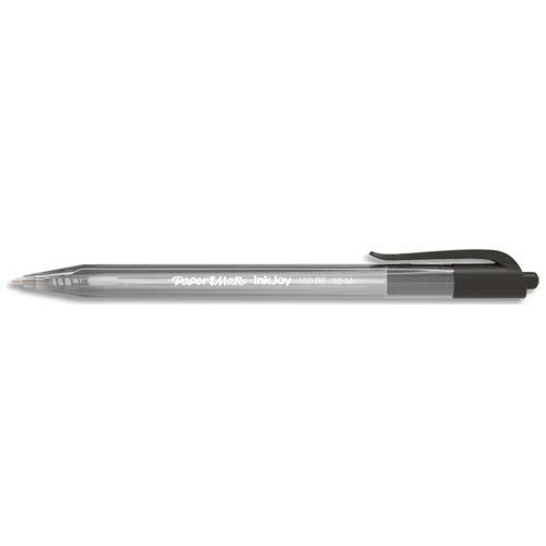 PAPERMATE Stylo bille rétractable, pointe moyenne, corps triangulaire plastique couleur, encre ULV Noire.