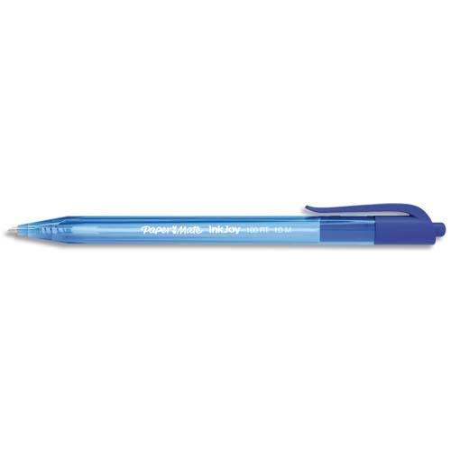 PAPERMATE Stylo bille rétractable, pointe moyenne, corps triangulaire plastique couleur, encre ULV Bleue.