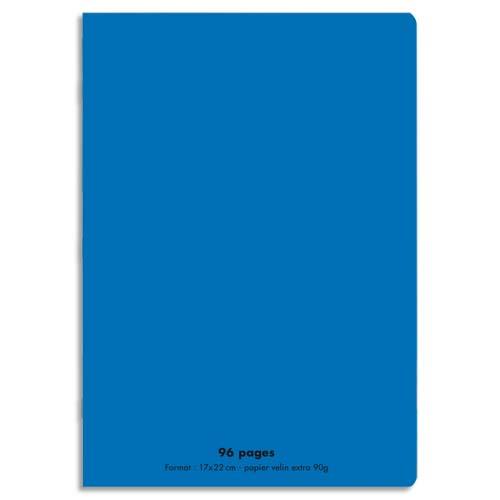 CONQUERANT C9 Cahier piqûre 17x22cm 96 pages 90g grands carreaux Seyès. Couverture polypropylène Bleu