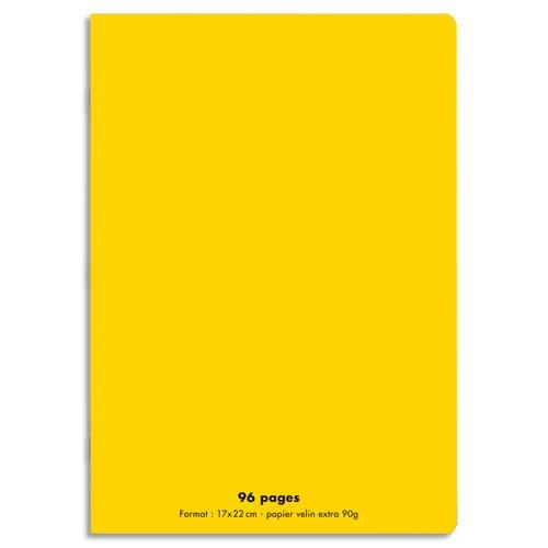 CONQUERANT C9 Cahier piqûre 17x22cm 96 pages 90g grands carreaux Seyès. Couverture polypropylène Jaune