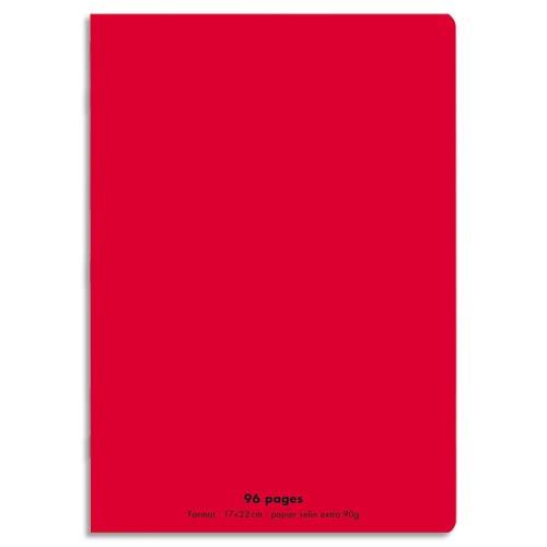 CONQUERANT C9 Cahier piqûre 17x22cm 96 pages 90g grands carreaux Seyès.Couverture polypropylène Rouge