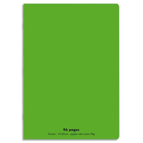 CONQUERANT C9 Cahier piqûre 17x22cm 96 pages 90g grands carreaux Seyès. Couverture polypropylène Vert