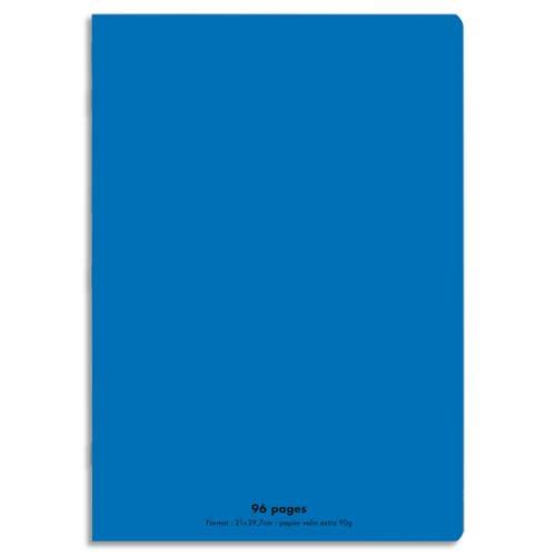 CONQUERANT C9 Cahier piqûre 21x29,7cm 96 pages 90g grands carreaux Seyès. Couverture polypropylène Bleu