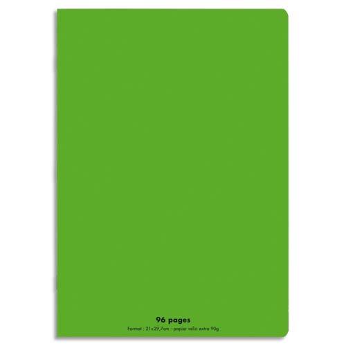 CONQUERANT C9 Cahier piqûre 21x29,7cm 96 pages 90g grands carreaux Seyès. Couverture polypropylène Vert