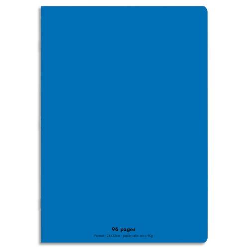 CONQUERANT C9 Cahier piqûre 24x32cm 96 pages 90g grands carreaux Seyès.Couverture polypropylène Bleu