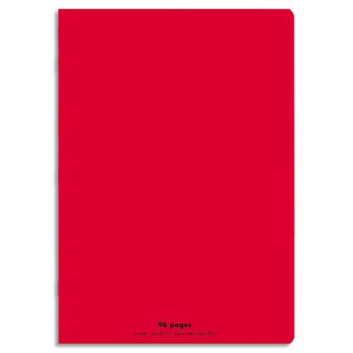 CONQUERANT C9 Cahier piqûre 24x32cm 96 pages 90g grands carreaux Seyès. Couverture polypropylène Rouge