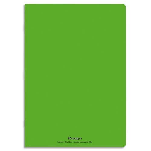 CONQUERANT C9 Cahier piqûre 24x32cm 96 pages 90g grands carreaux Seyès. Couverture polypropylène Vert