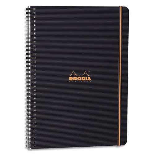 RHODIA Cahier PROBOOK spirale couverture Noire PP 22,5x29,7cm 160 pages lignée 6mm perforées 4 trous