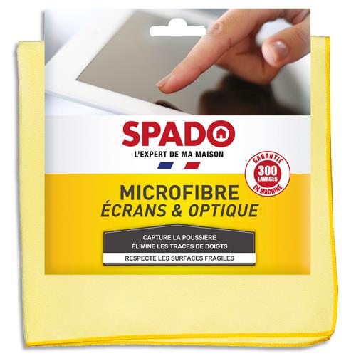 SPADO Chiffon microfibre double face écrans et optique, format 38 x 38 cm coloris Jaune