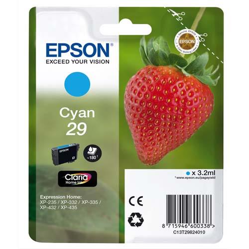 EPSON Cartouche Jet d'Encre Claria Home Cyan ''Fraise'' 29 (T2982) - C13T29824012 (dont eco-taxe de 0,01 €)