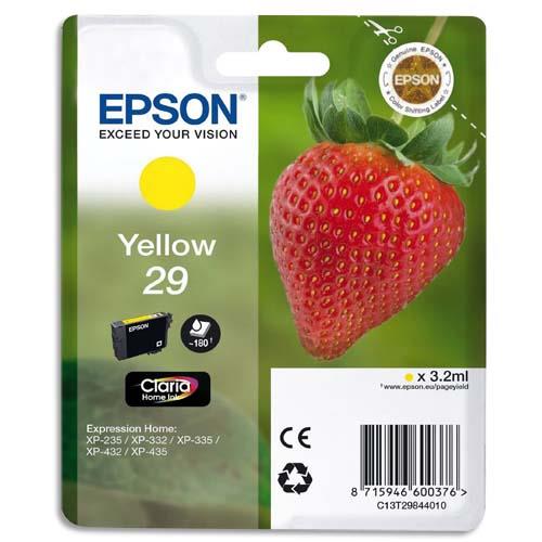 EPSON Cartouche Jet d'Encre Claria Home Jaune ''Fraise'' 29 (T2984) - C13T29844012 (dont eco-taxe de 0,01 €)