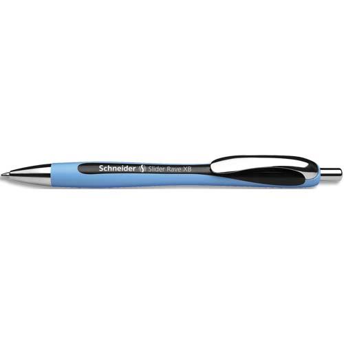 SCHNEIDER Stylo bille SLIDER RAVE rétractable et rechargeable, pointe extra-large, encre indélébile Noire