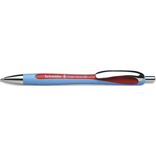 SCHNEIDER Stylo bille SLIDER RAVE rétractable et rechargeable, pointe extra-large, encre indélébile Rouge
