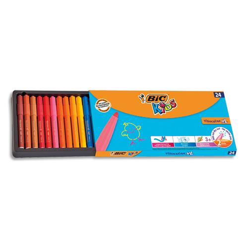 BIC KIDS Visacolor XL Feutres de Coloriage à Pointe Large - Couleurs Assorties, Boîte de 24