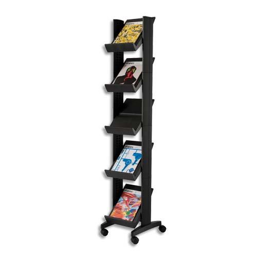 PAPERFLOW Présentoir de sol 5 tablettes Noir L 35 x H 167,5 x P 38,5 cm (dont eco-taxe mobilier de 1,06 €)