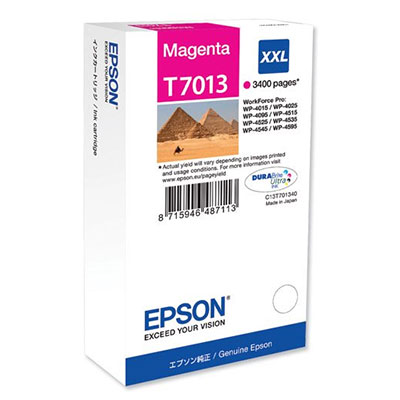 EPSON Cartouche Jet d'Encre Magenta XXL (3 400 p) ''Pyramides'' (T7013) - C13T70134010 (dont eco-taxe de 0,02 €)
