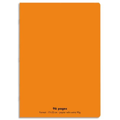 CONQUERANT C9 Cahier piqûre 17x22cm 96 pages 90g grands carreaux Seyès. Couverture polypropylène Orange