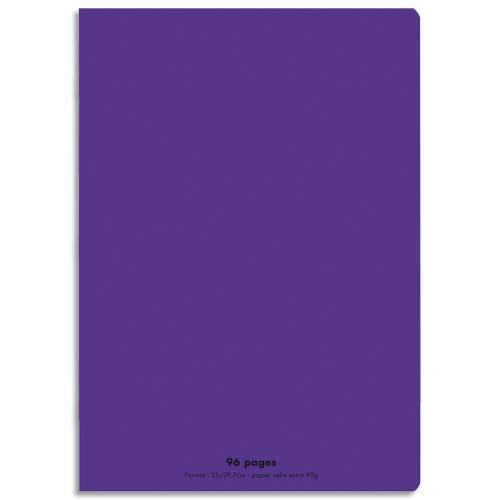 CONQUERANT C9 Cahier piqûre 21x29,7cm 96 pages 90g grands carreaux Seyès. Couverture polypropylène Violet