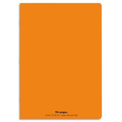 CONQUERANT C9 Cahier piqûre 21x29,7cm 96 pages 90g grands carreaux Seyès. Couverture polypropylène Orange