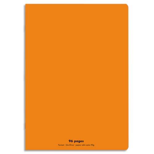 CONQUERANT C9 Cahier piqûre 24x32cm 96 pages 90g grands carreaux Seyès. Couverture polypropylène Orange