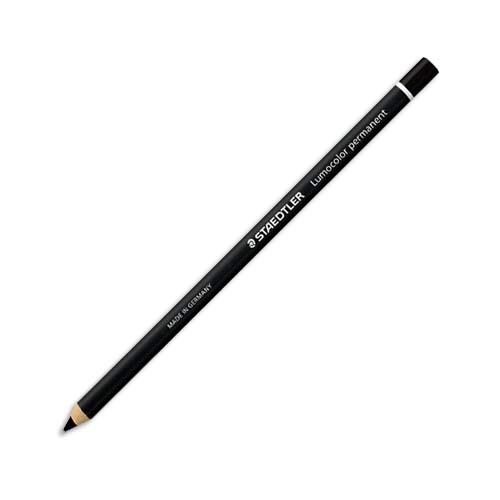 STAEDTLER Boîte de 12 crayons marqueur à sec permanent, toutes surfaces, coloris Noir GLASOCHROM