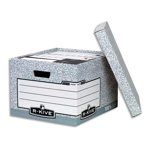 BANKERS BOX Caisse XL L38,7xh29,4xp44,5cm, montage automatique, carton recyclé Gris/Blanc