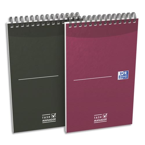 OXFORD Bloc TASK MANAGER spirale couverture carte 140 pages lignées 12,5x20 cm. Coloris assortis