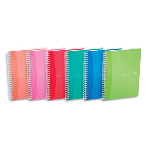 OXFORD Cahier spiralé My Color A5, 180 pages non perforées lignée 7mm. Couvertures PP assorties