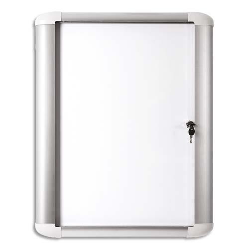 PERGAMY NOBO Vitrine d'extérieur Excellence fond magnétique laqué Blanc, cadre aluminium - 4 feuilles A4 (dont eco-taxe mobilier de 0,55 €) 405723 alk