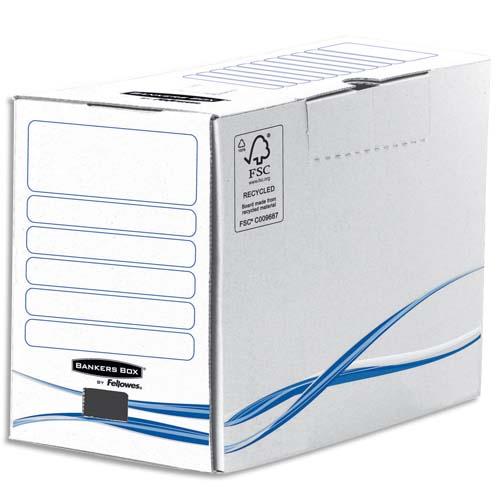 BANKERS BOX Boîte archives dos de 20cm BASIQUE, montage manuel, en carton Blanc/Bleu