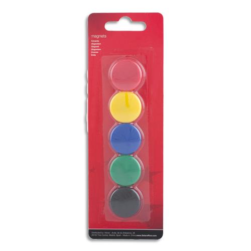 PERGAMY Boîte de 5 aimants 25 mm ronds assortis