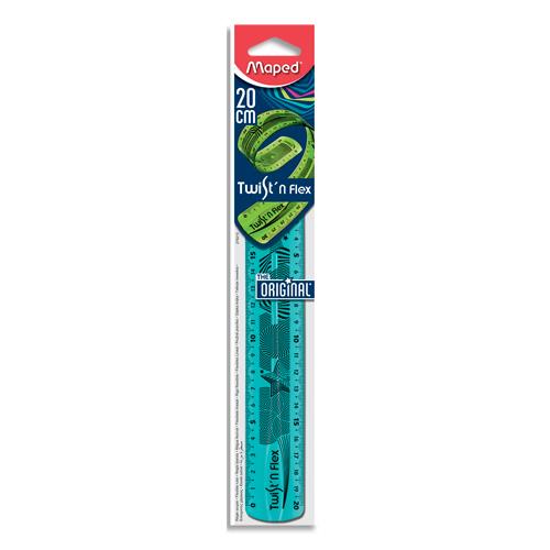 MAPED Twist'n Flex - Règle flexible 20 cm - Coloris assortis : Bleu, Vert, Rose C34501