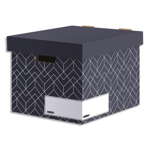 BANKERS BOX Caisse archives HEAVY DUTY DESIGN. Montage manuel. Coloris Gris ardoise