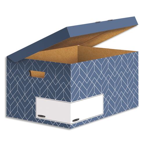 BANKERS BOX Conteneur archives HEAVY DUTY DESIGN. Montage manuel. Coloris bleu