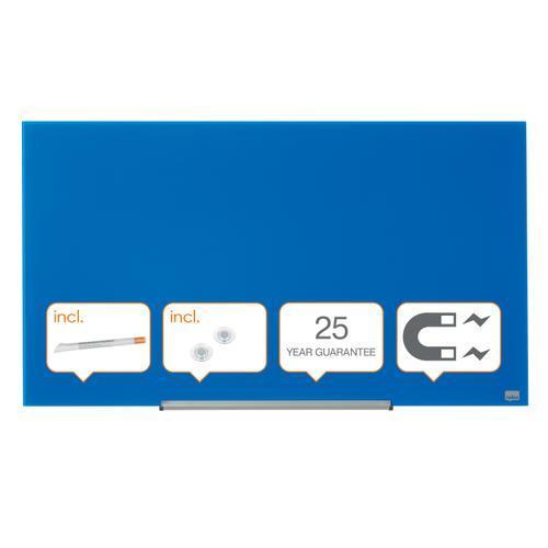 NOBO Tableau en verre Impression Pro magnétique 1000 x 560 mm - Bleu - 1905188 (dont eco-taxe mobilier de 1,36 €)