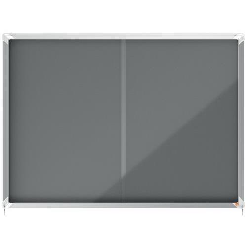NOBO Vitrine d'affichage porte coulissante Premium Plus - feutre gris - 18 x A4 - 1915338 (dont eco-taxe mobilier de 3,40 €)
