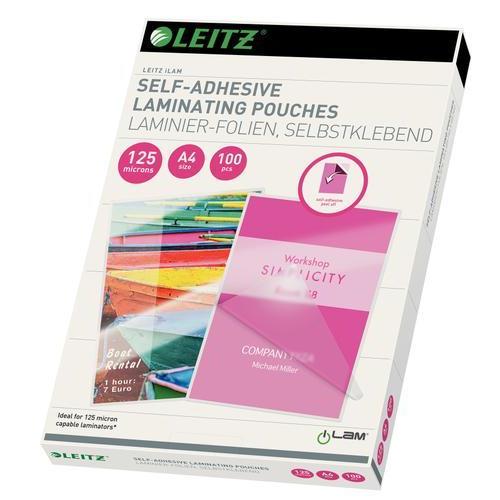 LEITZ Paquet de 100 Pochettes plastification à chaud, A4, 2 x 125 microns, autocollantes 16925