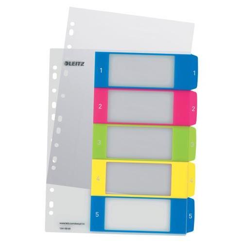 LEITZ Intercalaires numériques imprimables WOW 5 touches, format A4+, en PP translucide. Coloris assortis