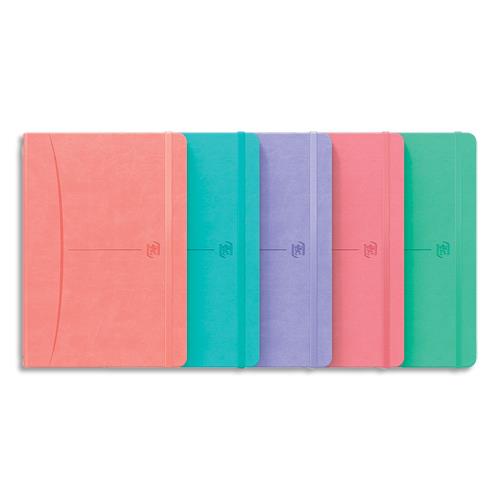 OXFORD Carnet SIGNATURE format A5 couverture rigide brochure 160 pages 5x5. Coloris assortis pastel
