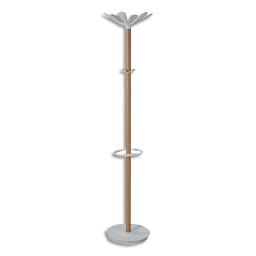 ALBA Portemanteau Nahow - 6 patères + 4 mini patères - Bois clair / blanc (dont eco-taxe mobilier de 0,95 €)