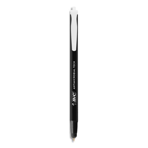BIC Antimicrobial Tech 2 en 1 Stylos-Stylet Rétractables Antimicrobiens Pointe Moyenne (1,0 mm) - Noir