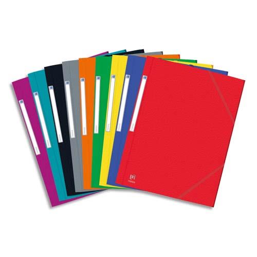 OXFORD Chemise 3 rabats et élastique EUROFOLIO en carte grainée 5/10e, 450g. Pour format A4. Assortis